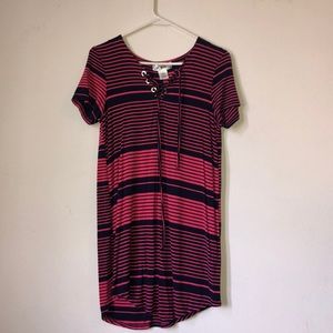 Blue/pink striped dress